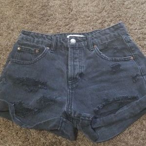 Distressed High Waisted Grey Shorts